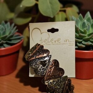 Heart Charm Bracelet - Bronze and Gold